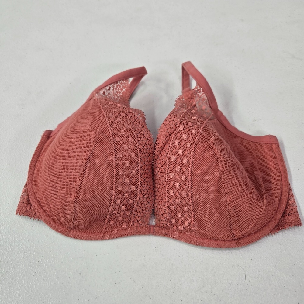 Victoria Secret PINK Women Bra 34DD Brown Plunge Lace Incredible By Lightly Line